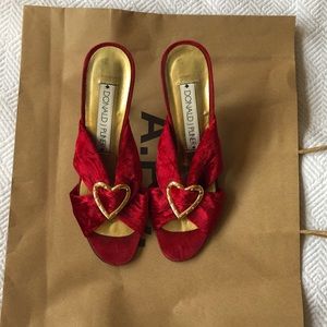 VINTAGE “Donald J. Pliner” Red Velvet Heart Buckle Heels